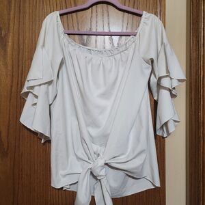 Elegant Cream Ruffle Sleeve Women's Top